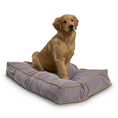 Happy Hounds Buster Hundebett, wendbar, rechteckig, Kissen-Stil, Rauchgrau, Größe S (91,4 x 61 cm) von Happy Hounds