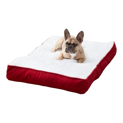 Happy Hounds Daisy Deluxe Hundebett aus Sherpa, Größe S, 91,4 x 61 cm, Rot von Happy Hounds