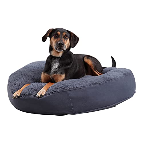 Happy Hounds Scout Deluxe Hundebett, rund, Sherpa-Kissen-Stil, Größe M (91,4 x 91,4 cm), Preußischblau von Happy Hounds