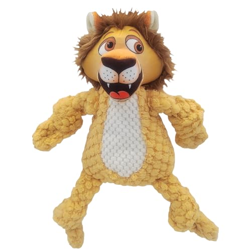 Happy Tails 33 cm Woolie Löwe Hundespielzeug für mittelgroße bis große Hunde – strapazierfähiges Polyester mit quietschendem Klang und verstärkten Nähten für anregendes Spielen und Kauen von Happy Tails