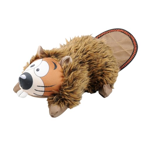 Happy Tails Interaktives 30,5 cm Furry Beaver Quietschendes Hundespielzeug für mittelgroße bis große Hunde, strapazierfähiges Polyester mit verstärkten Nähten, ideales Kauspielzeug von Happy Tails