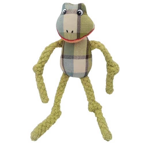 Happy Tails Langlebiges 33 cm Frosch-Hundespielzeug für mittelgroße bis große Hunde – ansprechendes Quietschspielzeug + verstärkte Nähte – aus sicherem Polyester-Material – perfekt zum Kauen, Zerren, von Happy Tails