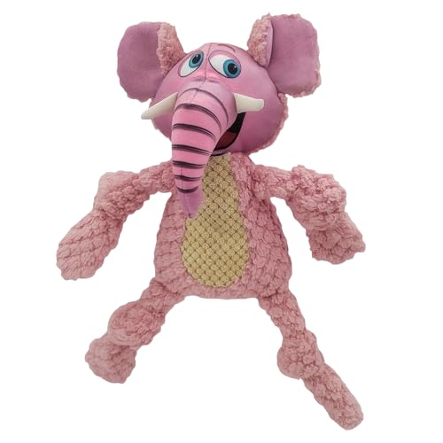 Happy Tails Woolie Elephant Hundespielzeug für mittelgroße bis große Hunde, strapazierfähiges Polyester mit quietschendem Klang und verstärkten Nähten für interaktives Spielen und Kauen von Happy Tails