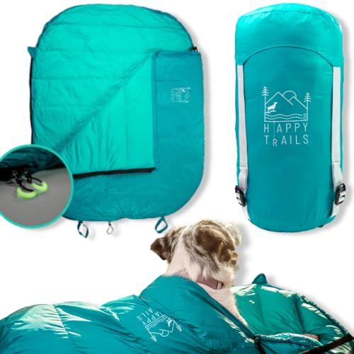 Ultraleichter Hundeschlafsack, Rucksackreisen, Outdoor-Hundebett zum Wandern, Rucksackausrüstung für Hunde, Wanderausrüstung, Campingausrüstung, verstaubarer Schlafsack für Hunde, Reisebett (groß) von Happy Trails PNW