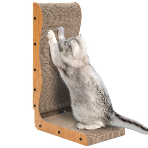 Kratzbrett Katze L Förmige - Happy & Polly 66 cm Kratzpappe für Katzen mit Ball Hochdichtes Verschleißfestes - Schützen Sie Möbel und Sofas Geeignet für Wände und Ecken, Groß Kratzbrett Katze L Förmige - Happy & Polly 66 cm Kratzpappe für Katzen mit Ball Hochdichtes Verschleißfestes - Schützen Sie Möbel und Sofas Geeignet für Wände und Ecken, Groß von Happy & Polly