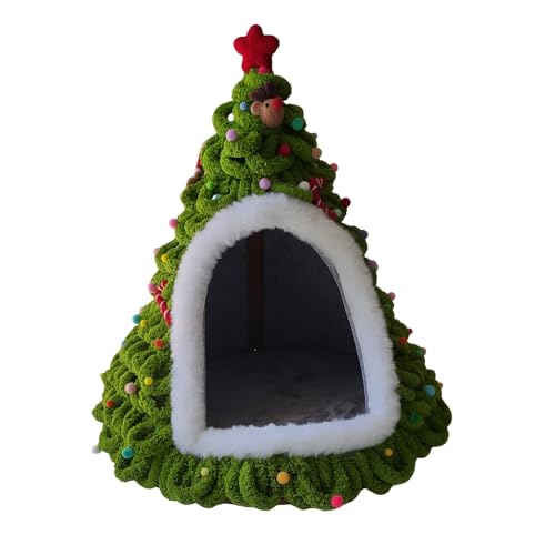 HappyERA- Handgefertigtes Filz-Weihnachtsbaum-Katzenhaus, niedliches Weihnachts-Katzenbett, Haustierhöhle, Katzennest, Kätzchenhütte, Versteck warme Katzenzelte im Winter von HappyERA-