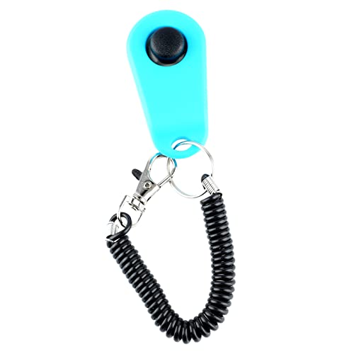 HappyFit Hundetrainings-Clicker, universeller interaktiver Haustier-Trainings-Clicker mit schwarzer Langer Handschlaufe und Ring (Azul Cielo) von HappyFit