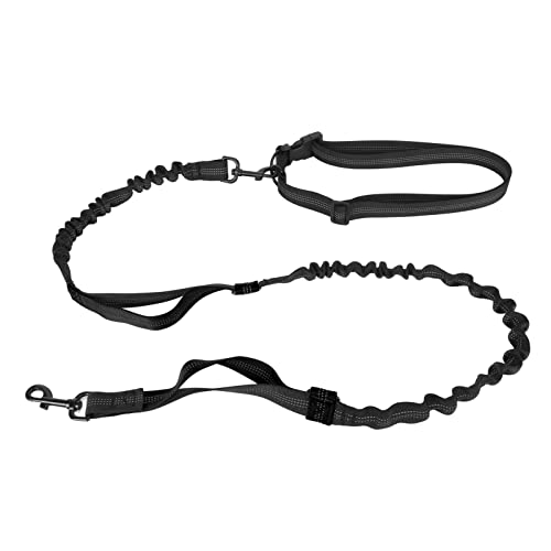 HappyFit Robuste Bungee-Hundeleine, stoßdämpfendes, elastisches Hundeleinenseil mit 2 gepolsterten Griffen für das Lauftraining großer Hunde (Black) von HappyFit