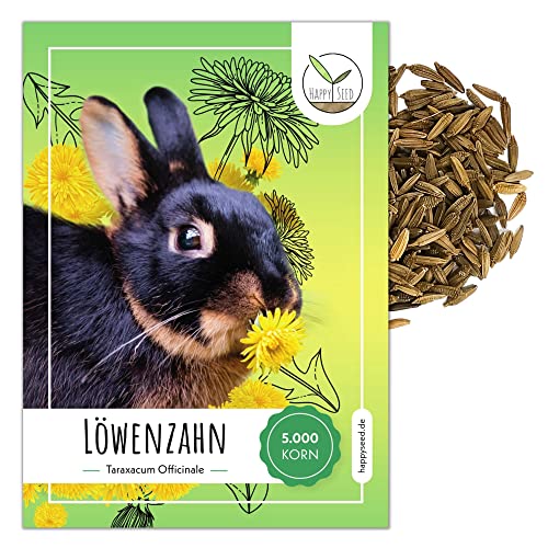 Löwenzahn Samen für Kaninchen - Wildkräuter Saatgut als optimale Futterergänzung für Kaninchen, Meerschweinchen und Schildkröten (5.000 Samen) von HappySeed