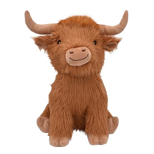 Happy Pet Highland Cow Jumbo-Hundespielzeug aus Plüsch, superweich, angenehm für Haustiere, kuschelig, bequemer Begleiter von Happypet