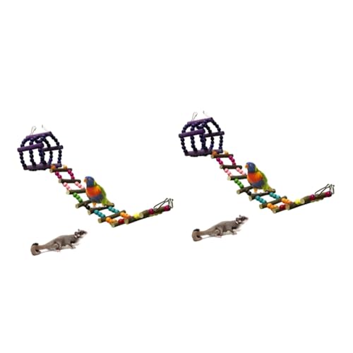 2St Käfigleiter Vogel-Hängematten-Schaukelspielzeug Papageienspielzeug Hamsterkäfige Vogelkäfig wellensittiche spielsachen wellensittich-Spielzeug Leiter Vogel Spielzeug Bambus Happyyami von Happyyami