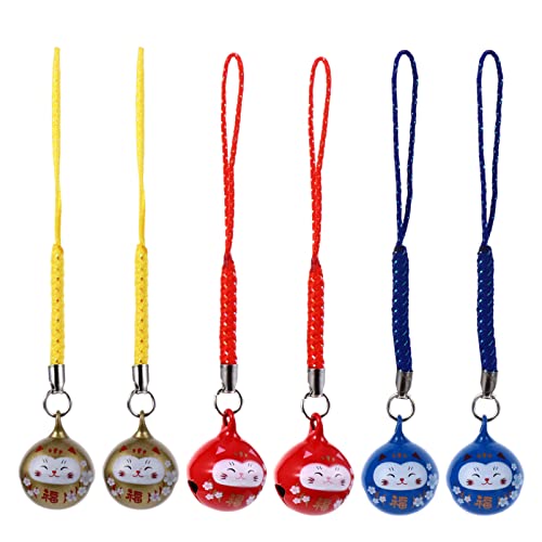 Happyyami 1 Satz 6 STK Glückliche Katzenverzierung Glückskatzen-Charme juwelenbesetzt Auto katzenanhänger Katzen anhänger Charms anhänger geldbörse Handy-Anhänger Taschendekore zum Aufhängen von Happyyami