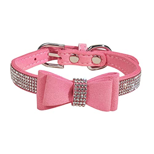 Happyyami 1 Satz Diamanthalsband Für Haustiere Für Haustiere Bandanas Diamant-Halskette Hundehalsband Mit Schleife Reiseschal Kragen Rosa Mikrofaser Seil Strasssteine von Happyyami