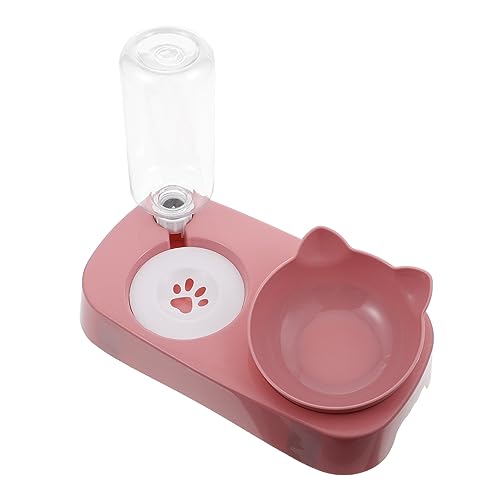 Happyyami 1 Satz Futternapf für Haustiere Fressnapf für Katzenfutter Nackenschutz für Haustiere pet Feeder pet Supplies Automatischer Wassernapf für Haustiere Stabiler Futterautomat Rosa von Happyyami