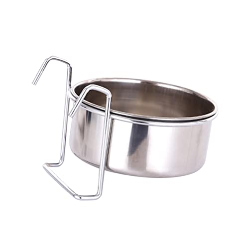 Happyyami 1 Satz Hängeschale aus Edelstahl pet Water Bowl Fressnapf für Haustiere Futternäpfe für Vogelkäfige Futterautomat aus Metall Katzennapf im hängenden Käfig Rostfreier Stahl Silver von Happyyami