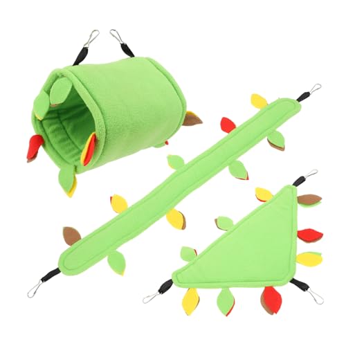 Happyyami 1 Satz Hamster- Hamster brücke Hamster Spielplatz Hamster Kletterstange Hamster Käfigzubehör Meerschweinchentunnel Vlies Gecko Polarfleece-Hängematte Käfigspielzeug Green von Happyyami