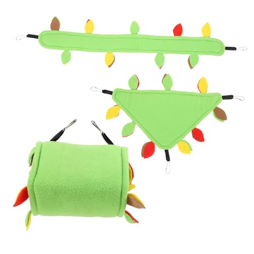 Happyyami 1 Satz Hamster-Spielzeug Eichhörnchen Stofftier Plüsch Hamster hängendes Versteck Hamster brücke Hamster Spielplatz Schaukel Haustier Hängematte Käfigspielzeug Polarfleece Green von Happyyami