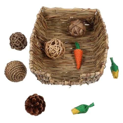 Happyyami 1 Satz Hasenstrohbett Kauspielzeug Für Kleintiere Hasenbetten Für Kaninchen Hasenbettwäsche Kaninchen-Karotten-Spielzeug Beißspielzeug Spielzeug Für Haustiere Tier von Happyyami