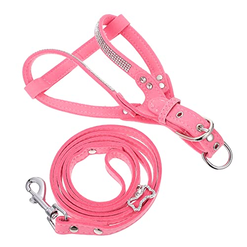 Happyyami 1 Satz Haustier Geschirr Laufgeschirr für Katzen Trainingsgeschirr für Hunde Outdoor-Gehgeschirr pet Supplies Dog Costume hundegeschirr Leine Zugseil und Westenset Mikrofaser Rosa von Happyyami