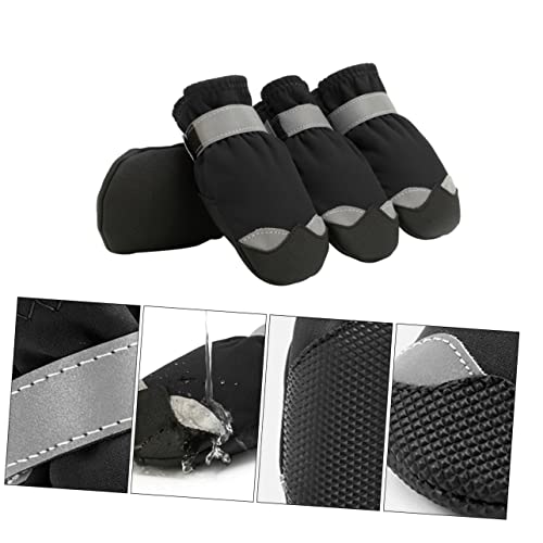 Happyyami 1 Satz Haustier wasserdichte Schuhe Schnee Regenmantel Stiefeletten Schutz Welpe Haustier Weicher Für Hunde Züchten Im Freien Hundepfotenwascher Hundezubehör Kalt Nylon Black von Happyyami