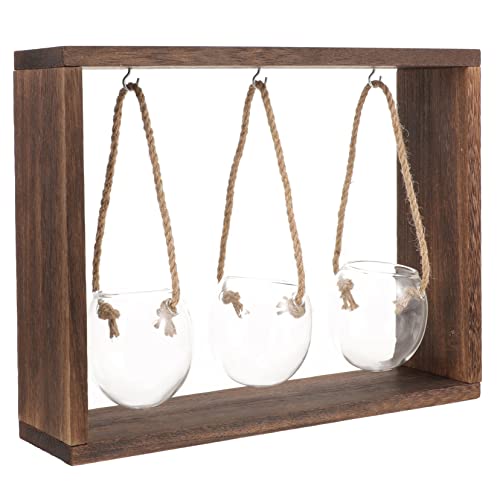 Happyyami 1 Satz Holzrahmenvase Aquarium Terrarien Anlage Knospenvasen Wand polsterung wanddeckoration zimmerpflanzen Pflanzflasche mit Holzständer Wanddekoration im nordischen Stil Metall von Happyyami