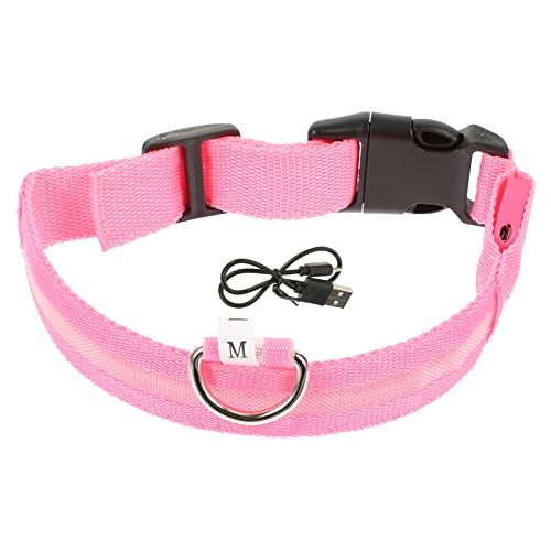 Happyyami 1 Satz Hundehalsband Haustierhalsband Halsband für Hund zahnbürste Kragen Joule Hund beleuchtetes Halsband Sicherheitshalsband für Haustiere Polyester Rosa von Happyyami