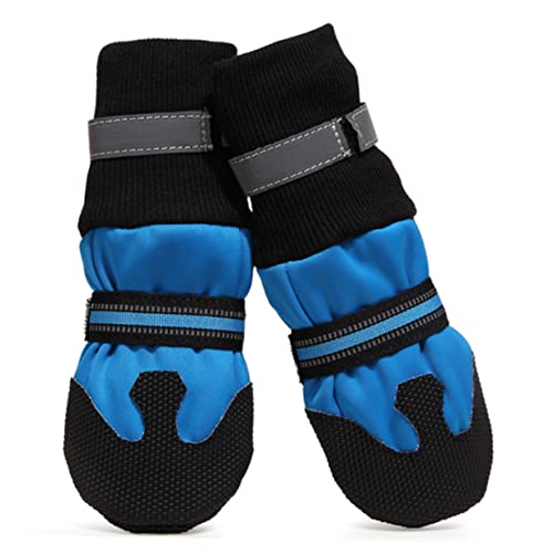 Happyyami 1 Satz Hundeschuhe Welpenhalsband Hundehalsband Große Hunde Schuhhund Pfotenbalsam Für Hunde Heiße Gummistiefel Für Hunde rutschfeste Socken Für Hunde Hündchen Welpenstiefel Blue von Happyyami