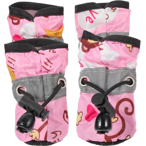 Happyyami 1 Satz Hundeschuhe mit weicher Sohle Welpe Pfote Hündchen Stiefeletten Kauer hundezubehör Dog Accessories Haustierschuhe verstellbare Hundeschuhe rutschfeste hundeschuhe Stoff Rosa von Happyyami