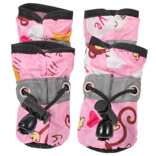 Happyyami 1 Satz Hundeschuhe mit weicher Sohle hinten züchten Socken Stiefel Kauer hundezubehör Dog Accessories Pfote verschleißfeste Schuhe für Haustiere kompakte Welpenschuhe Stoff Rosa von Happyyami