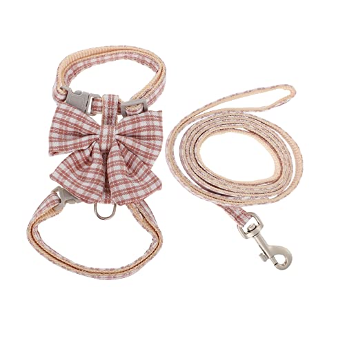 Happyyami 1 Satz Katzenleine pet Supplies cat Leash Katzen zubehör cat Accessories Katzenregale Trainingsleine für Haustiere Katzengeschirr Katze verstellbares Geschirr Polyester Rosa von Happyyami