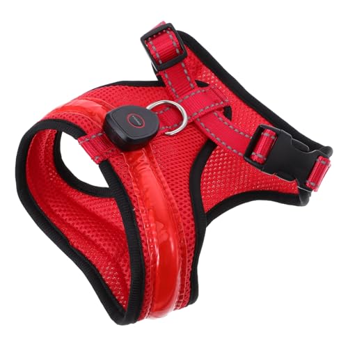 Happyyami 1 Satz Leuchtweste Für Hunde Für Hunde Beleuchtete Hundeweste Praktische Hundeweste Blinkendes Haustiergeschirr Sommer-welpenweste USB Lade Hundeweste Rot Nylon von Happyyami