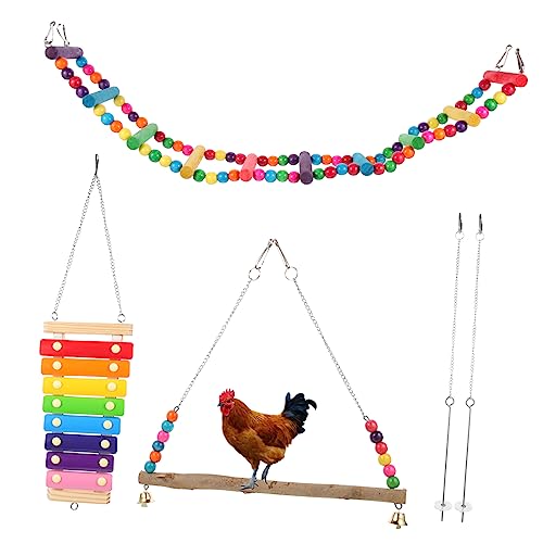 Happyyami 1 Satz Papageienfutter-Set Papageienspielzeug Hühnerkäfig Hühnchen Hundespielzeug Hamster Für Haustiere Starker Kükenbarschstand Meerschweinchenstall Hühnerbarsch Holz von Happyyami