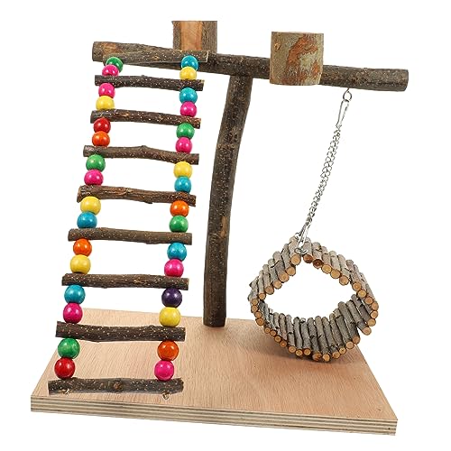 Happyyami 1 Satz Papageienständer Aras Spielzeug dekorativer Papageienbarsch vogelkäfig zubehör vogelzubehör für käfig Spielzeuge Spielset aus Holz Haustier Vogel Spielzeug Tischvogelstange von Happyyami