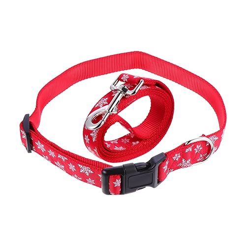 Happyyami 1 Satz Schneeflocke Leine große Hundebälle führen collae Kette Hundeleine mit Weihnachtsmuster Verstellbarer Hundekragen Seil Haustierhalsband mit Leine Hundehalsband und Leine rot von Happyyami