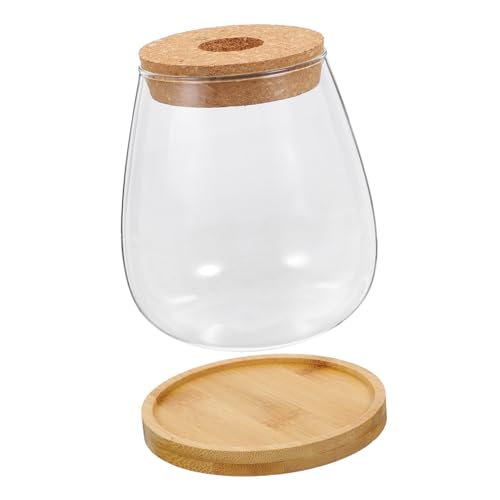 Happyyami 1 Satz bürodeko büro Dekoration Dekorative Wohnaccessoires muttertqgsgeschenk pflanzenkübl System selbstbewässernder Topf Kerzengläser Wasser für Blumentopf aus Glas Glasvase Holz von Happyyami