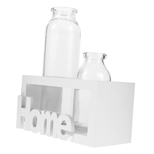 Happyyami 1 Satz hydroponische Pflanzvase aus Glas bürodeko büro Dekoration Terrarium kaufen blumengesteck vases Halter für Luftpflanzen Pflanzen Terrarium Wasservase Zwiebelvase Holz Weiß von Happyyami