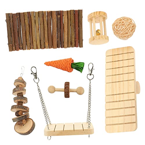 Happyyami 8er-Set Kauspielzeuge Aus Holz für Kleintiere Kauspielzeug für Hasen Kauspielzeug für Kaninchen Beißspielzeug Beißspielzeug für Haustiere von Happyyami