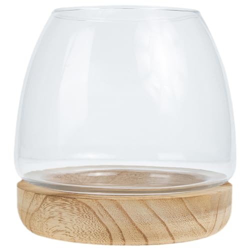 Happyyami 1 Satz transparentes Glas-Aquarium Gold Streifen Fischzubehör Haustier wohnaccessoires Room Decor kerzenleuchter dekoratives Aquariumbecken dekoratives Betta-Becken hölzern von Happyyami