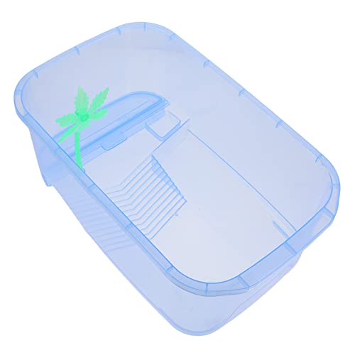 Happyyami 1 Set-Box Schildkrötenbecken Futterbehälter Für Reptilien Transparenter Eidechsenkäfig Mini-Aquarium Kleiner Schlangenzuchtbehälter Amphibienbecken Für Haustiere Plastik Blue von Happyyami