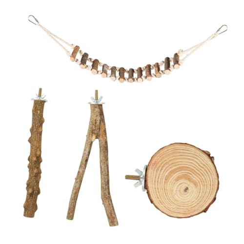 Happyyami 1 Set Papageienständer Haustierzubehör Vogelsitzstange Ständer Schaukel Für Vögel Holzständer Spielzeug Vogelschaukel Spielzeug Vogelkäfigständer Holzständer von Happyyami