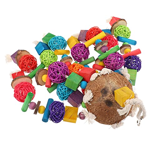 Happyyami 1 Stück Papagei Toys für Paare für Paare für Papageien Holz Bausatz Hamsterkäfig Papageienbissspielzeug lustiges Vogelspielzeug Sepak Takraw von Happyyami