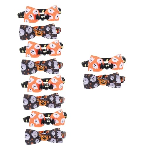 Happyyami 10 STK Haustierhalsband Halsschmuck für Haustiere Kürbis-Katzenhalsband Halloween- Kitten Halsband katzenbedarf Haustier-Kätzchen-Krawatten Pet-Festival-Kragen Polyester von Happyyami