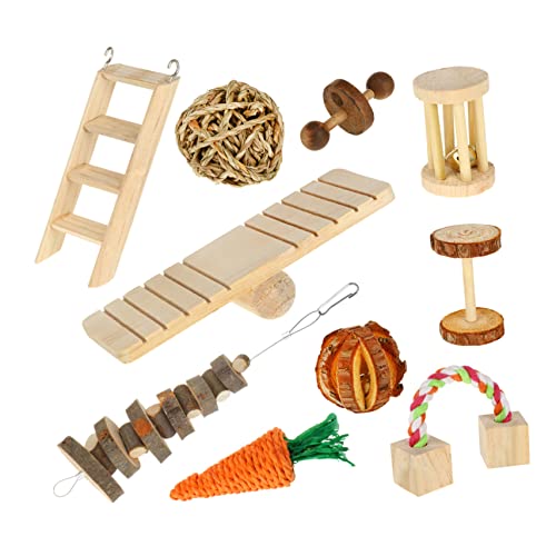 Happyyami 10 Stück Hamster Holzspielzeug Kaninchen Snacks Nymphensittich Leckereien Kleine Tierkäfige Sittich Spielzeug Haustier Beißspielzeug Vogelspielzeug Natürliches von Happyyami