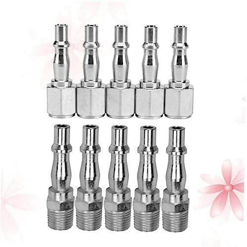 Happyyami 10 pneumatische Armaturen Steckverbinder für Luftkompressor druckluftschlauch Kupplung stoßverbinder gerade Stecker einstecken pneumatische gerade Anschlüsse Silver von Happyyami