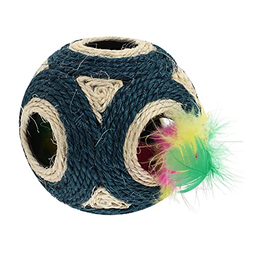 Happyyami 1Stk Ball aus Hanfseil mit sechs Löchern Kauspielzeug für Katzen Interaktives interaktives katzenspielzeug Interactive cat Toy Sisalball Interaktiver Katzenball Plüsch von Happyyami