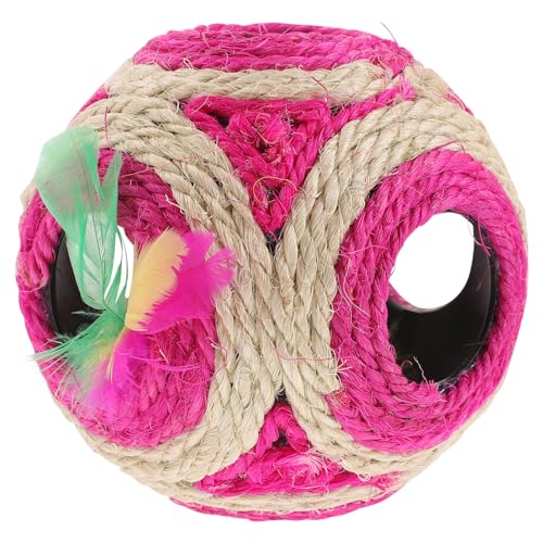 Happyyami 1Stk Ball aus Hanfseil mit sechs Löchern Sisalseil für Katzenkratzer Katzengras pom interaktives kratzspielzeug Katzenspielzeug Sisalball Sisalball-Katzenspielzeug Plüsch von Happyyami