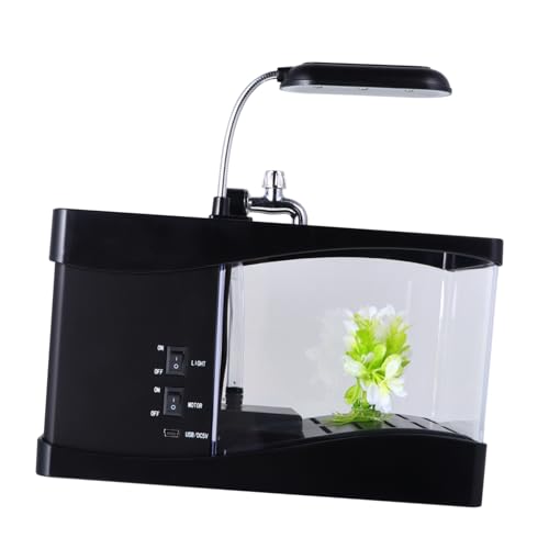 Happyyami 1Stk Desktop-Aquarium-Stifthalter-Uhr USB Stifthalter mit Fischbecken Tischuhr mit Fischbecken Schwimmbad Schüssel Wecker zu Hause Stiftbehälter Elektronisches Bauteil Black von Happyyami