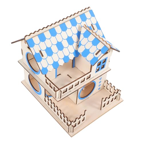 Happyyami Hamster Home Klettergerüst Doppelschicht Log Holz Haustier Indoor Villa Für Hamster von Happyyami