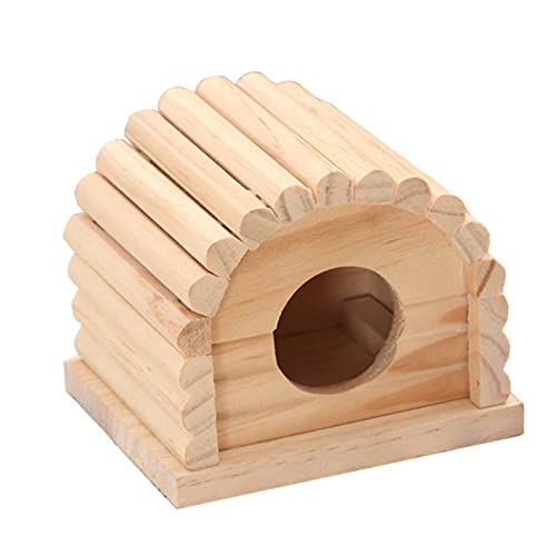 Happyyami 1Stk Hamster Villa Chalet Hamsterbett Heimtierbedarf Hamsterhütte meerschweinchen versteck Chinchilla-Ratte Igel hamsterhaus Hamster Spielzeug Haustier Spielhaus Holzhütte hölzern von Happyyami