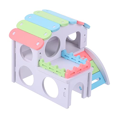 Happyyami 1Stk Hamsterhaus Haustiernest Igelhaus Schlafhaus für Haustiere Mini-Hasen Hamster Terrarium Hamster Spielzeug Haustier Mini Haustierhaus hölzern Colorful von Happyyami